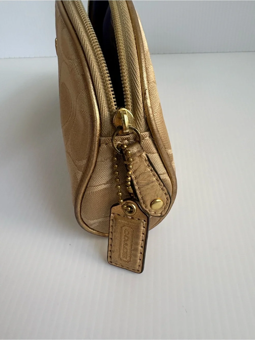 Coach Metallic Gold Monogram Cosmetic Case Limited Edition EUC
